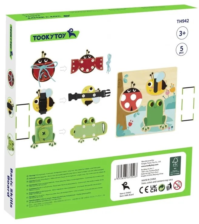 Tooky toy drewniana tablica edukacyjna sorter trening ćwiczenia sznurek guzik klamerka