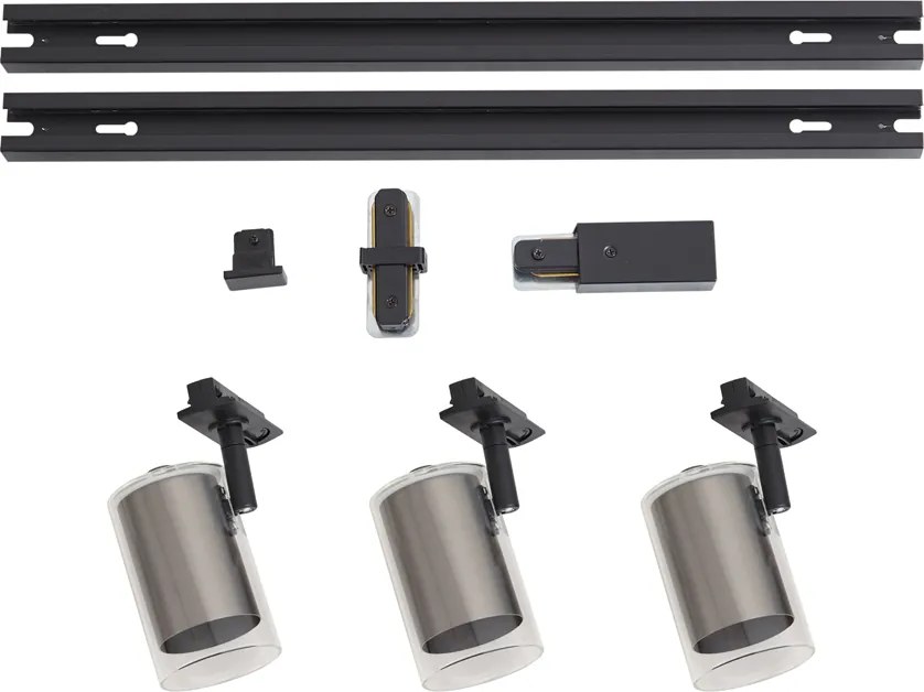 Nowoczesny system szynowy czarny z 3 reflektorami w kolorze gunmetal 1-fazowy - Iconic Lloyd