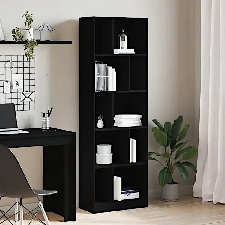 Regał z wieloma przegródkami czarny T4-R55