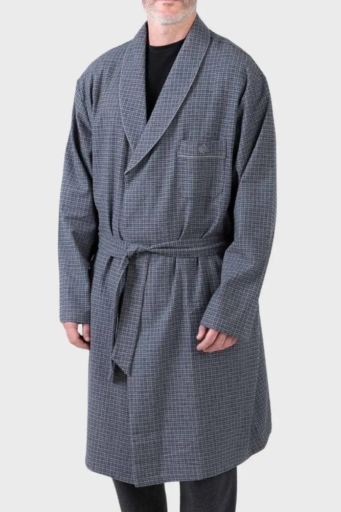 Męski flanelowy szlafrok RUBEN M Szary