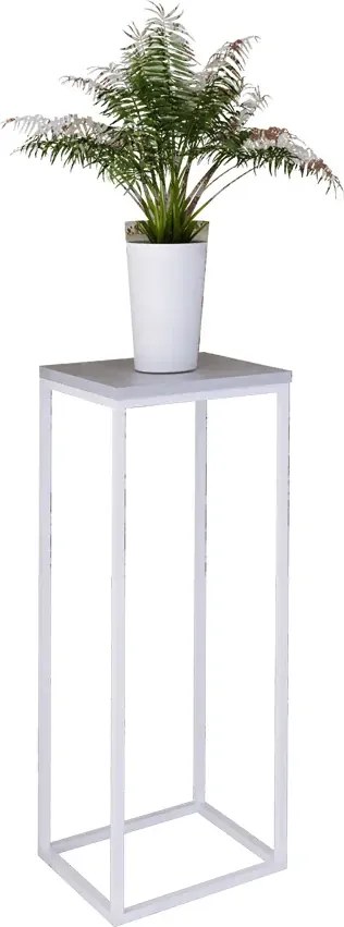 Nowoczesny kwietnik z metalowym stelażem biały + beton P7-P30