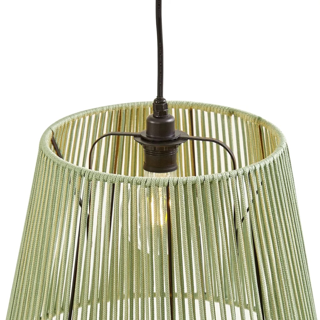 Zewnetrzna Zewnętrzna lampa wisząca czarna z wielokolorowymi sznurkowymi kloszami 3-źródła światła IP44 - Cava JaylaJapandi Oswietlenie zewnetrzne