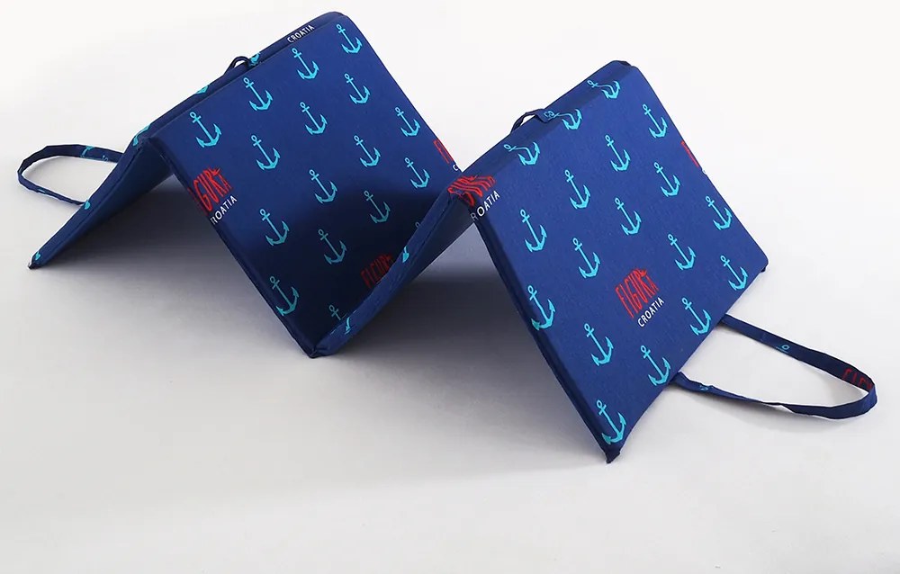 Leżak plażowy KOTWICZKI 137x49 cm, niebieski