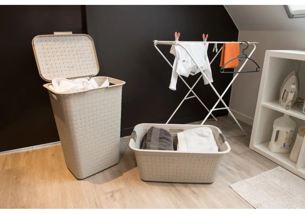 Kremowy plastikowy kosz na pranie 48 l Nuance – Curver