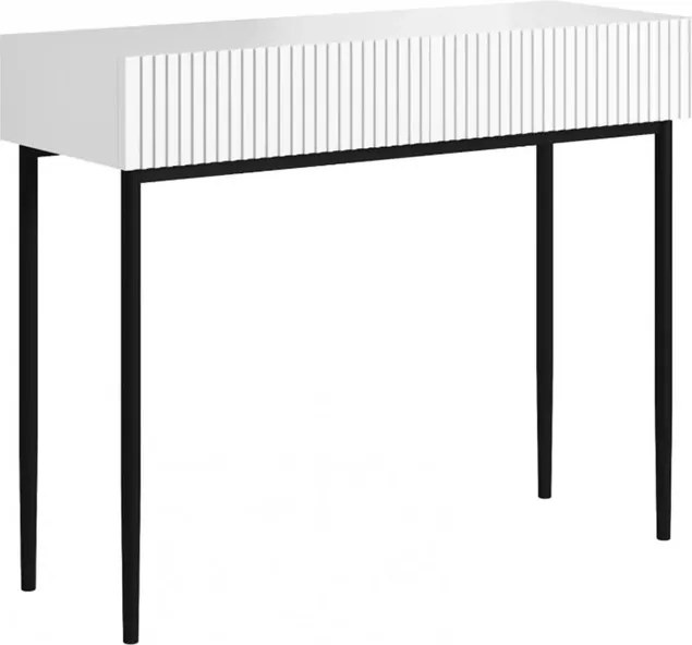 Toaletka Nicole 100 cm z szufladami - biały mat / czarne nóżki