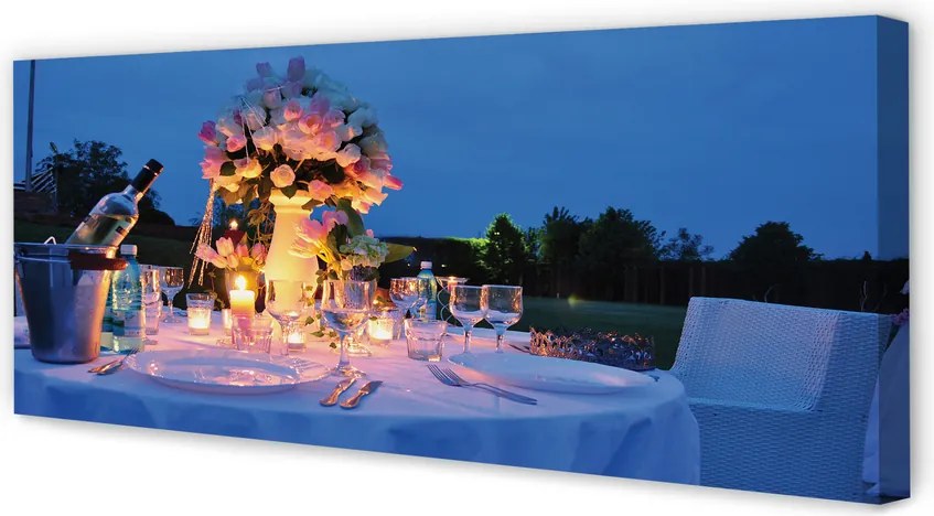 Fotoobraz na płótnie Kwiatowa Kolacja przy Winie