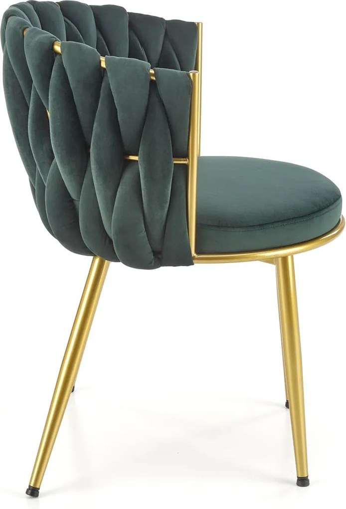 Krzesło z plecionym oparciem K517 na złotych nogach