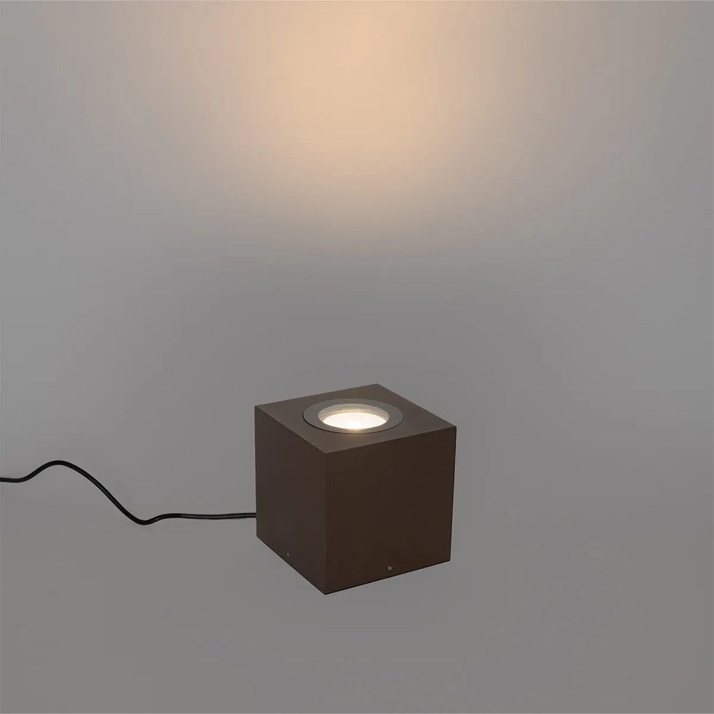 Industrialny reflektor ogrodowy rdzawo-brązowy kwadratowy IP65 AR111 - Lennard