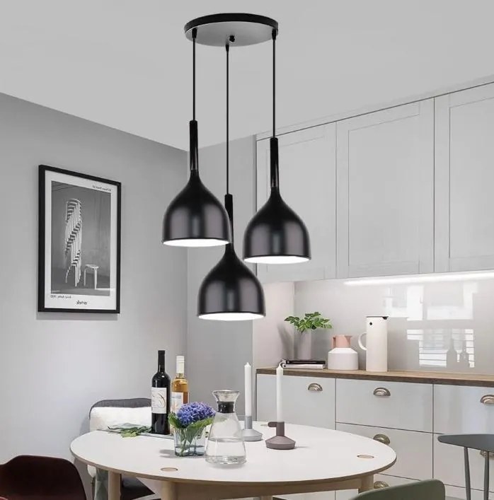 Lampa sufitowa metalowa z kloszem wiszącym AT19-3SZ-Czarna