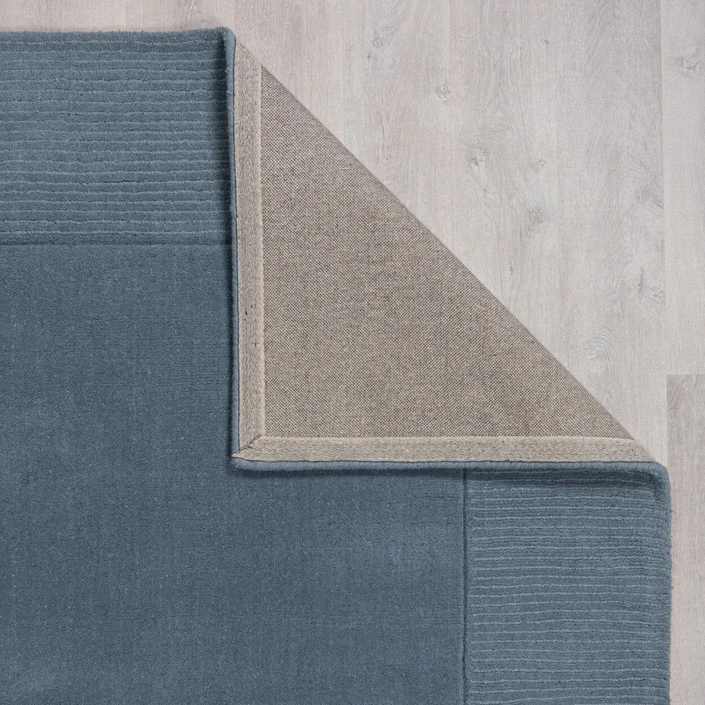 Ciemnoniebieski wełniany dywan tkany ręcznie 200x290 cm Textured Wool Border – Flair Rugs