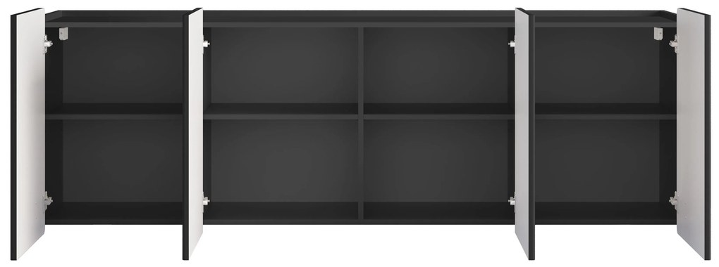 Komoda Malmi 200 cm czterodrzwiowa wisząca - czarny mat / złoty