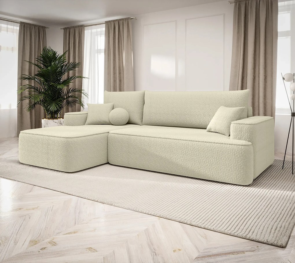 Kremowy narożnik rozkładany z pojemnikiem W3-R73