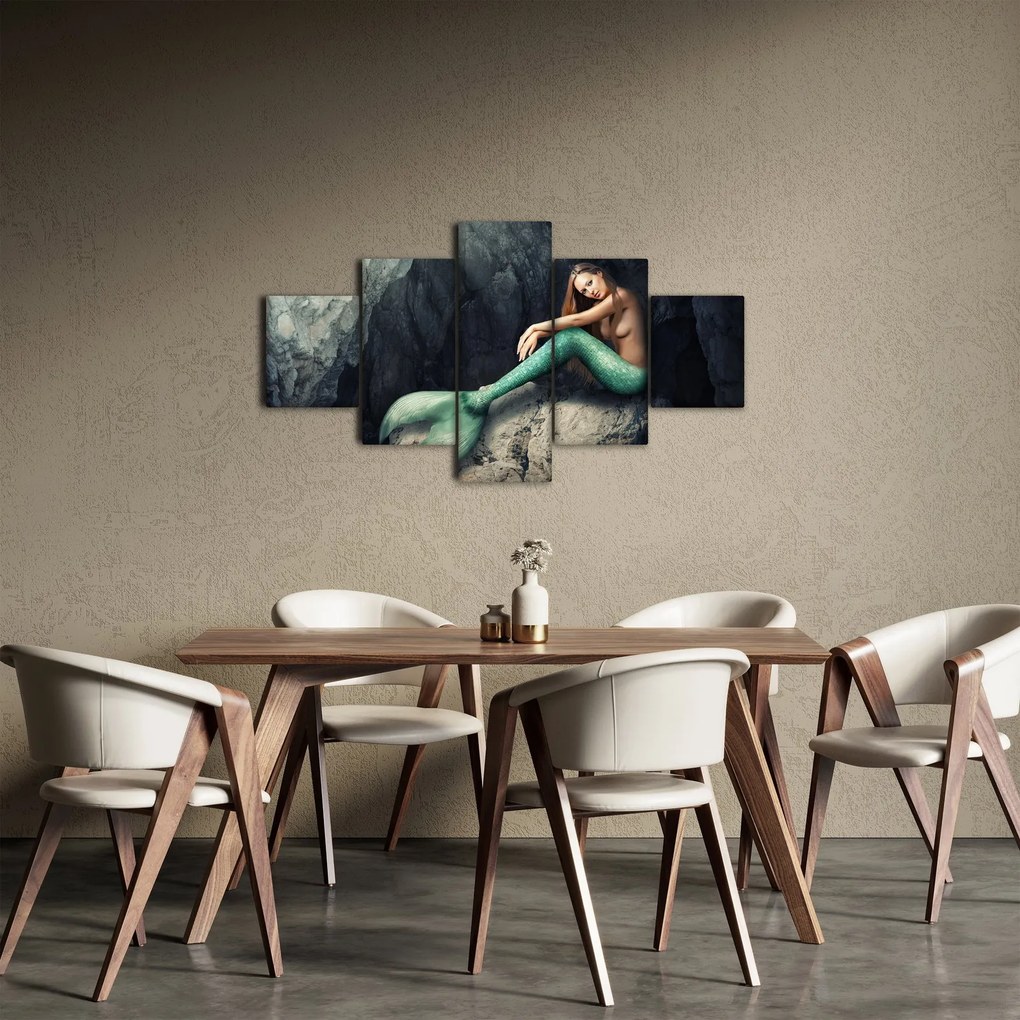 Obraz - Syrenka na skale (125x70 cm)