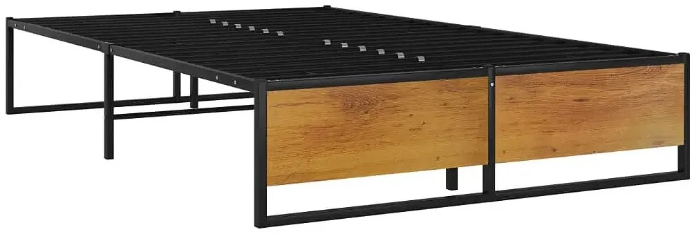 Czarne metalowe łóżko małżeńskie 140x200 cm - Glider