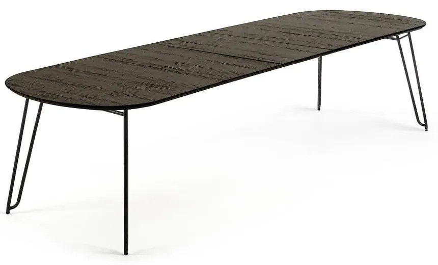 Ciemnobrązowy rozkładany stół z blatem w dekorze jesionu 100x170 cm Milian – Kave Home