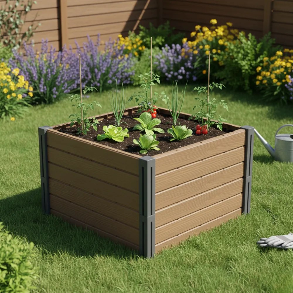 Podwyższona grządka BASE PLANT, 61x61x46cm, naturalny brązowy Prosperplast