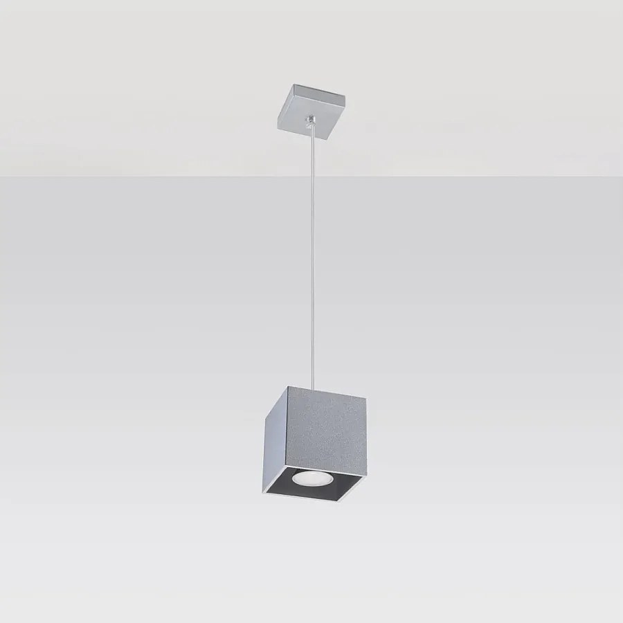 Lampy wiszące nowoczesny Quadx, aluminium - 1 źródło światła 4000K - L.10 x H.110 cm - szary