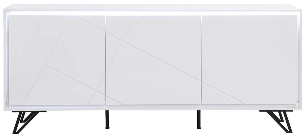 Komoda 3-drzwiowa z oświetleniem LED z MDF-u – Biały lakierowany – SALIANO