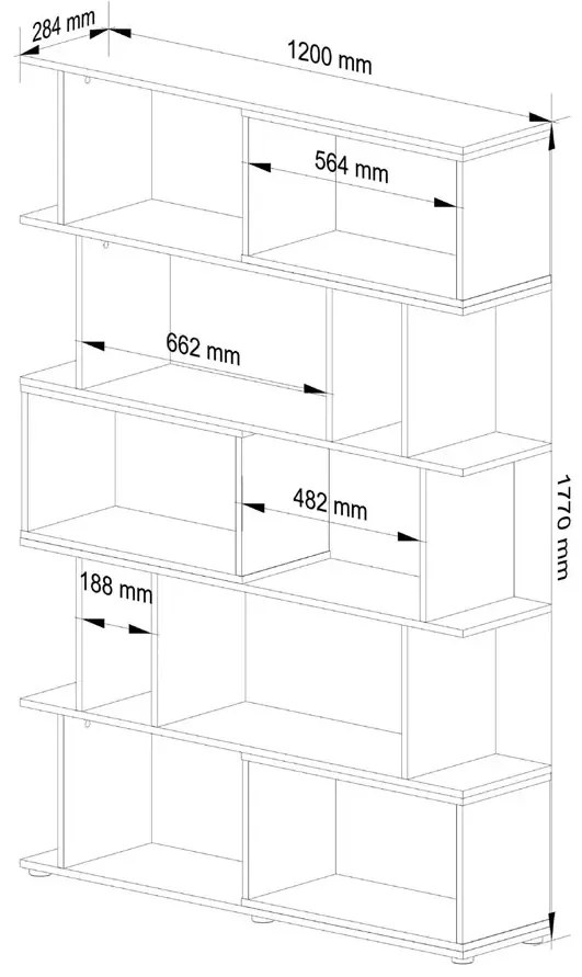 Otwarty regał z asymetrycznymi półkami dąb sonoma W0-N12