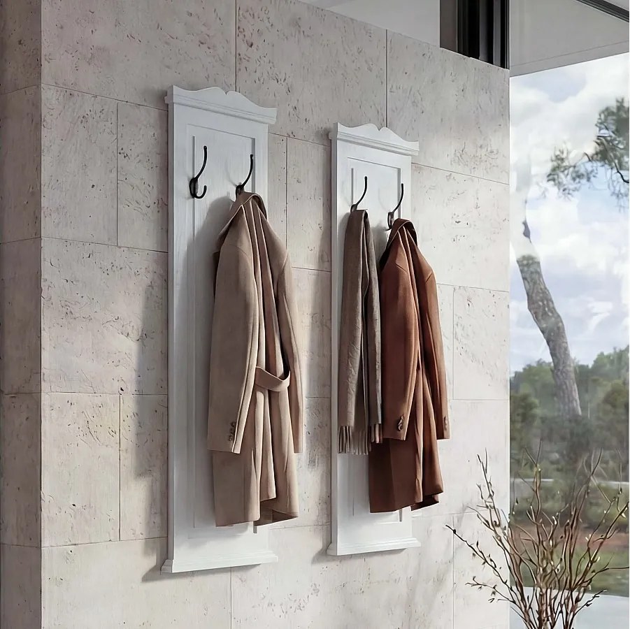 Wieszak ścienny H33 (zestaw 2 szt.),  lakierowane na biało