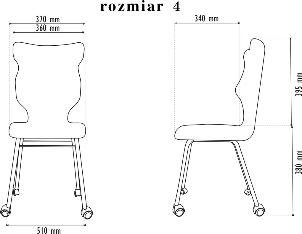 Krzesło szkolne na kółkach Spider Move rozmiar 3-6