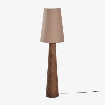 Lampa Podłogowa Z Drewna Mango Malva ↑70 Cm & Moka Brown 30 Cm Mallorca - Sklum
