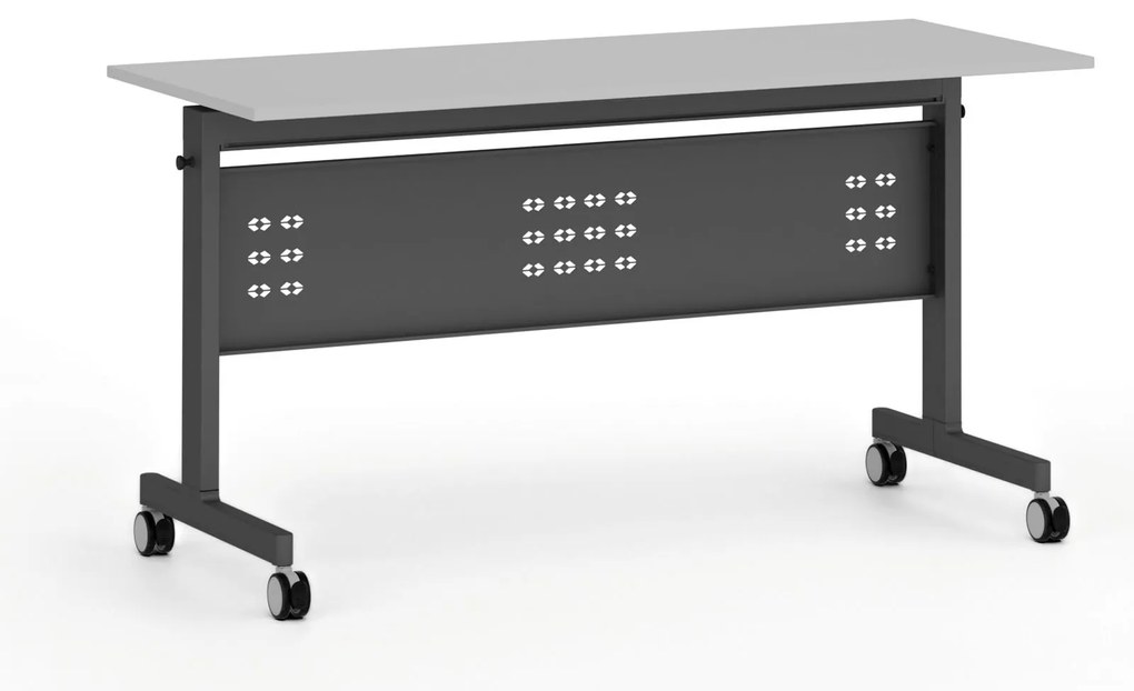 Mobilny stół PRIMO MOBI, 140x60 cm, czarna podstawa, szary