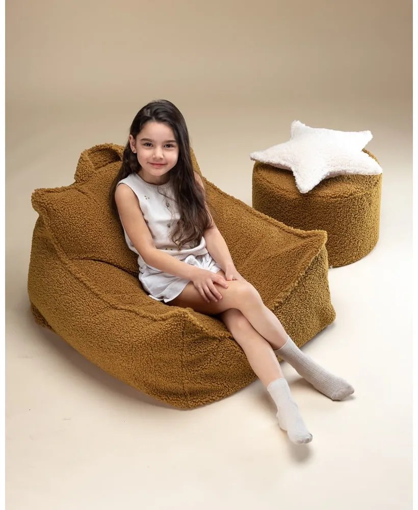 Brązowy dziecięcy worek do siedzenia z materiału bouclé Chair – Wigiwama