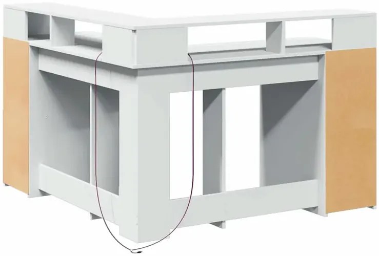 Białe narożne biurko z podświetleniem LED L6-S34