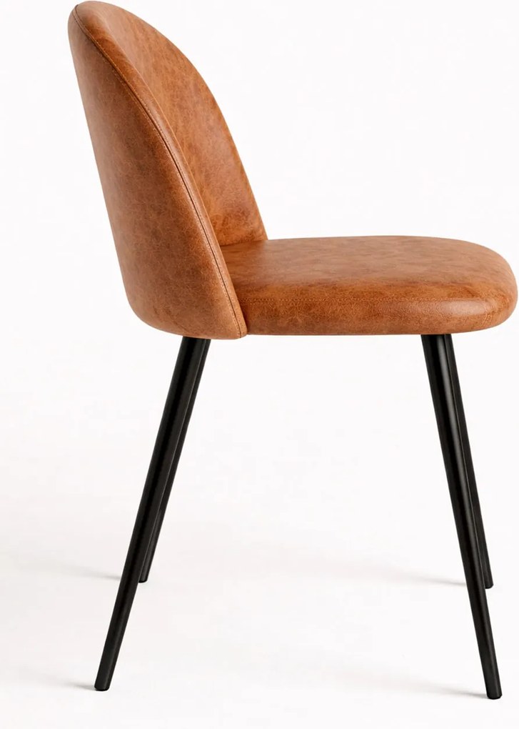 Czarne krzeso Teok w stylu vintage ze sztucznej skóry