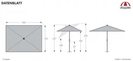 ACTIVE 200 x 120 cm - parasol z centralną nogą : Substancja Desen - 820