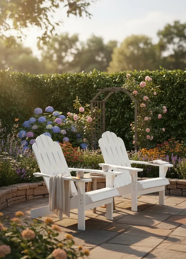 Białe drewniane krzesło ogrodowe A1-D31