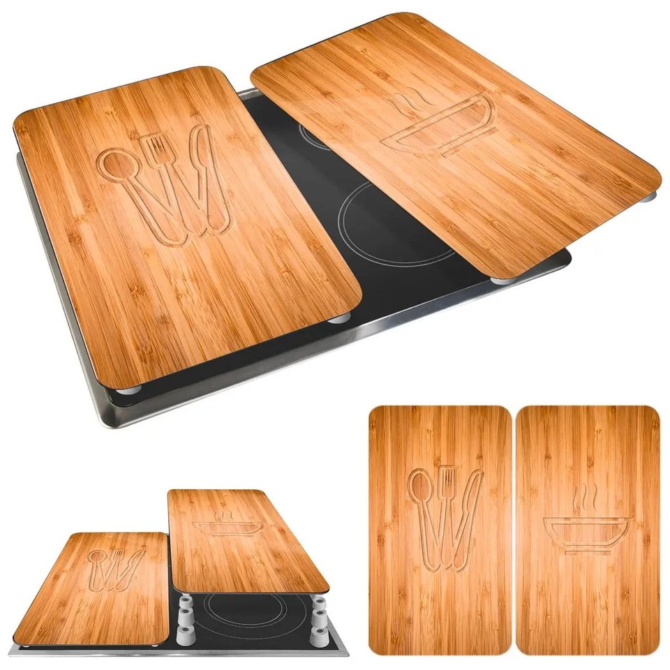 Zestaw 2 szklanych płyt ochronnych na kuchenkę Wenko Lunch, 52x30 cm