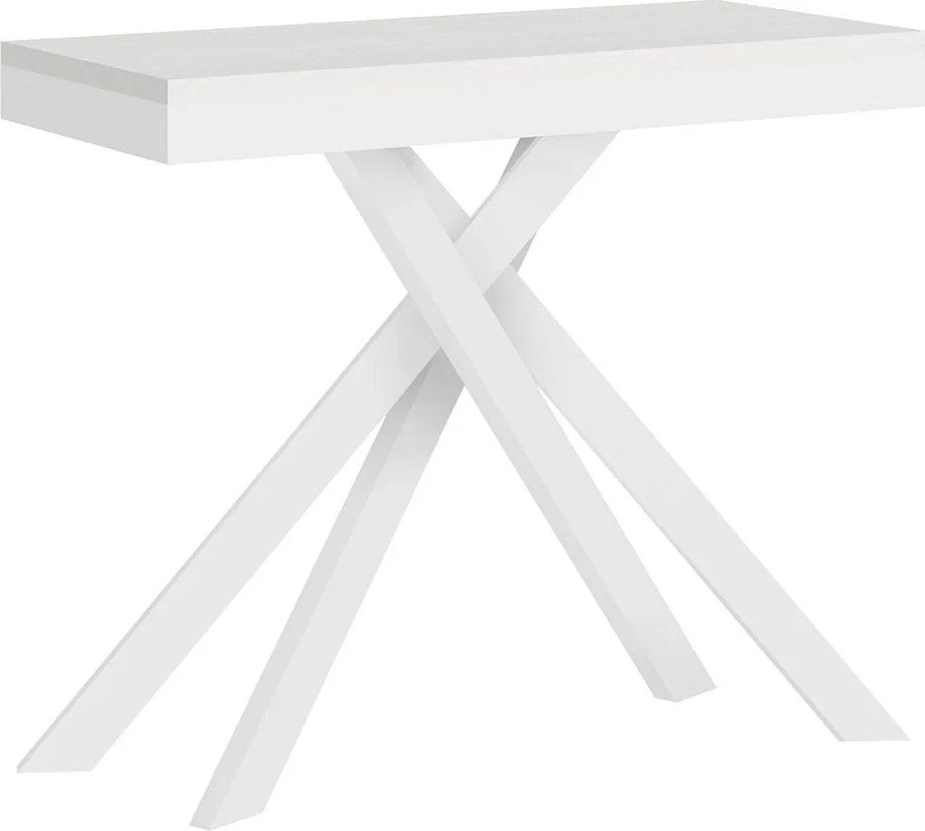 Konsola rozkładana 90x40/196 cm Krack Small Evolution frassino biała biała rama