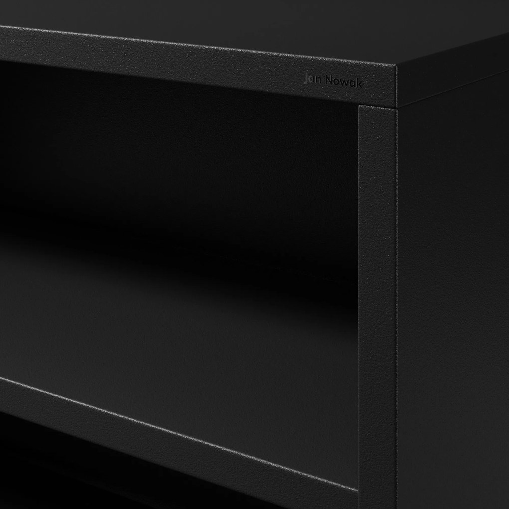 Niski regał metalowy czarny Modern LUCA 1000 x 900 x 350 mm