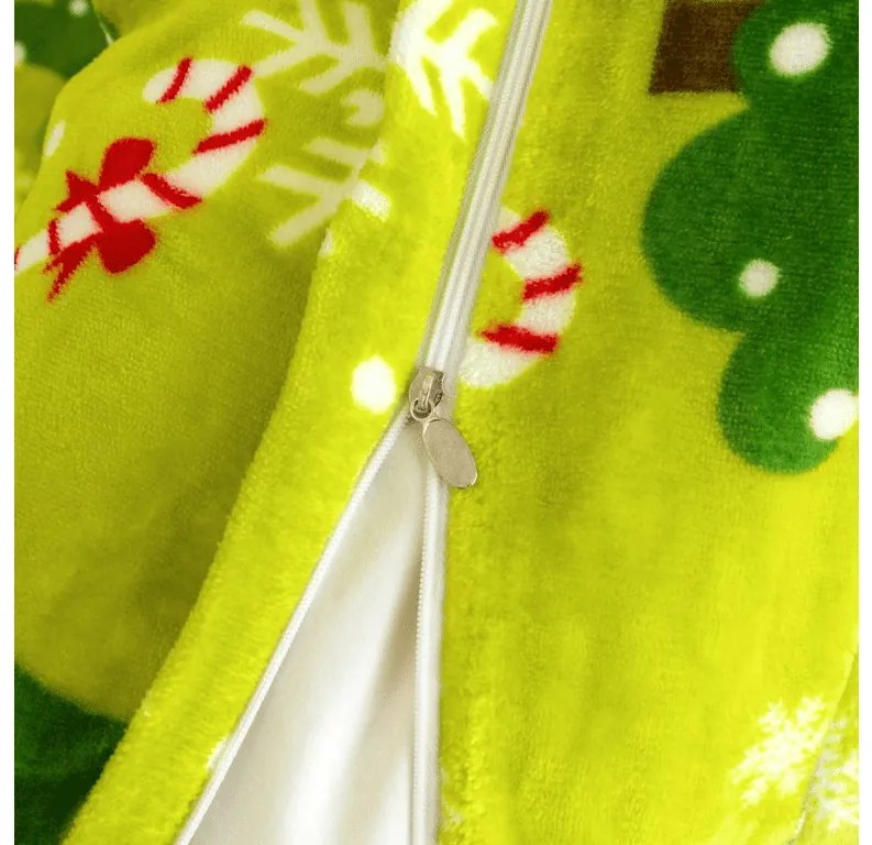 PrzytulneMieszkanie.pl PrzytulneMieszkanie.pl Pościel z mikropluszu CHRISTMAS TREE zielona Rozmiar pościeli: 2 szt 70 x 90 cm | 200 x 220 cm