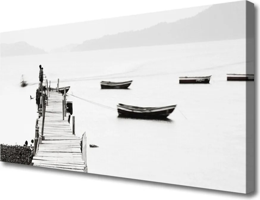 Zdjęcie na płótnie Przystań Łodzi pod Mostem