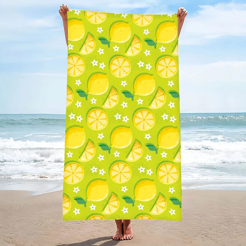 Ręcznik plażowy LEMONS 100x180 cm zielony, 100% mikrofibra