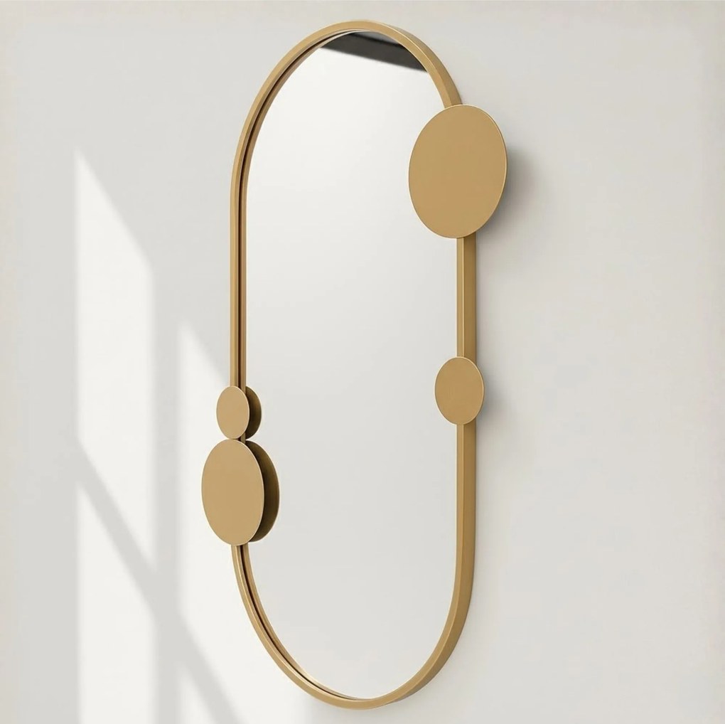 Lustro ścienne SAANA z geometrycznymi zdobieniami, 50 x 76 cm