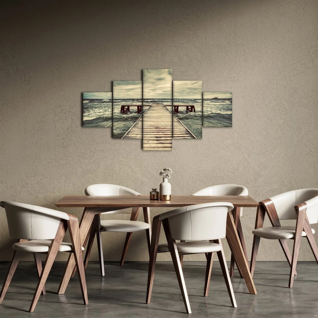 Obraz drewnianego molo na morzu (125x70 cm)