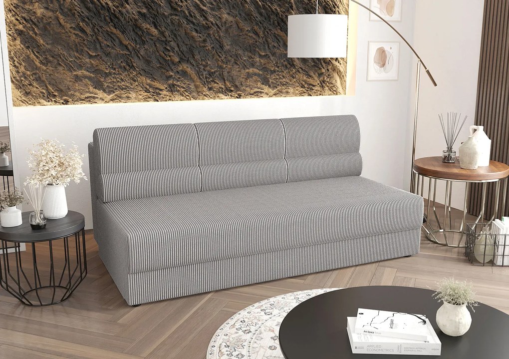Szara sztruksowa sofa rozkładana E3-S67