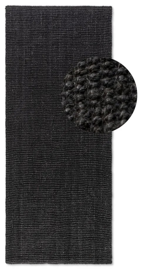 Czarny chodnik z juty 80x200 cm Bouclé – Hanse Home