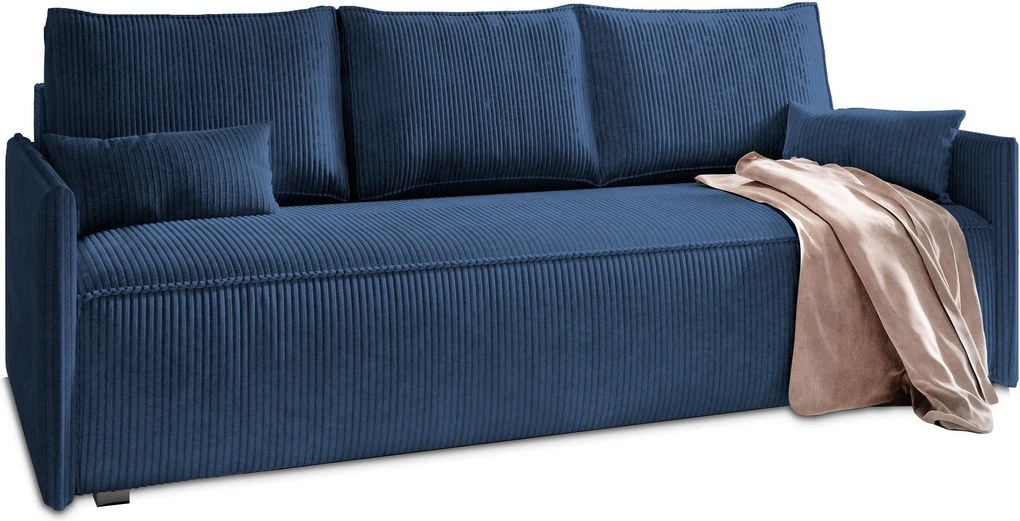 Masseno Sofa MESTOR z funkcją spania i pojemnikiem na pościel, Rozkładana sofa - Niebieski, POSO 05
