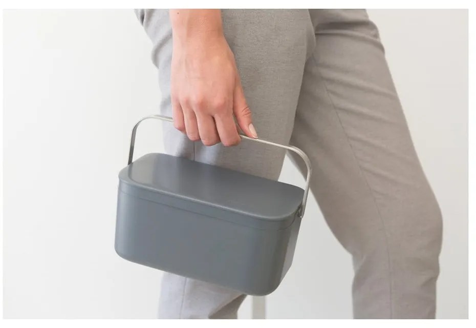 Ciemnoszary pojemnik na odpadki organiczne 1,8 l SinkSide – Brabantia