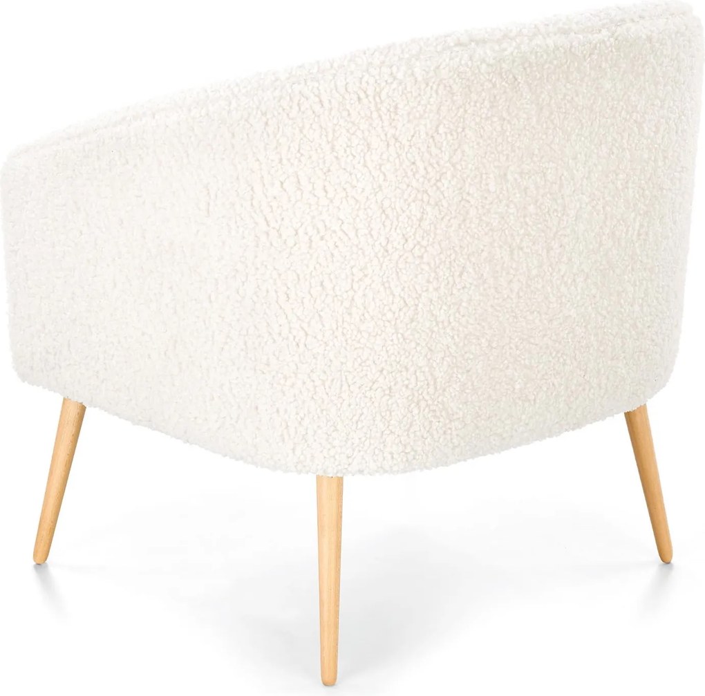 Fotel Grifon 2 tapicerowany tkaniną typu baranek na drewnianych nóżkach