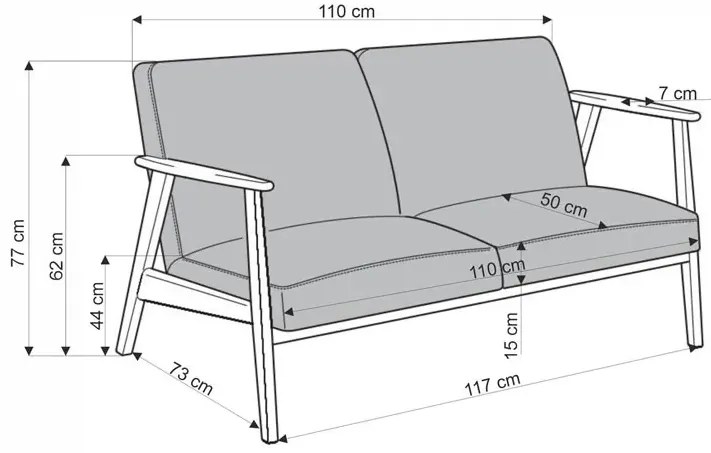Oliwkowa drewniana sofa tapicerowana - Alexander 4X