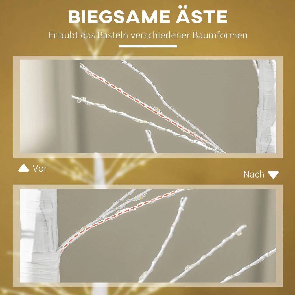 HOMCOM Sztuczna Tanna z Oświetleniem LED, 180 cm Wysokość, Realistyczna Kora, Biały