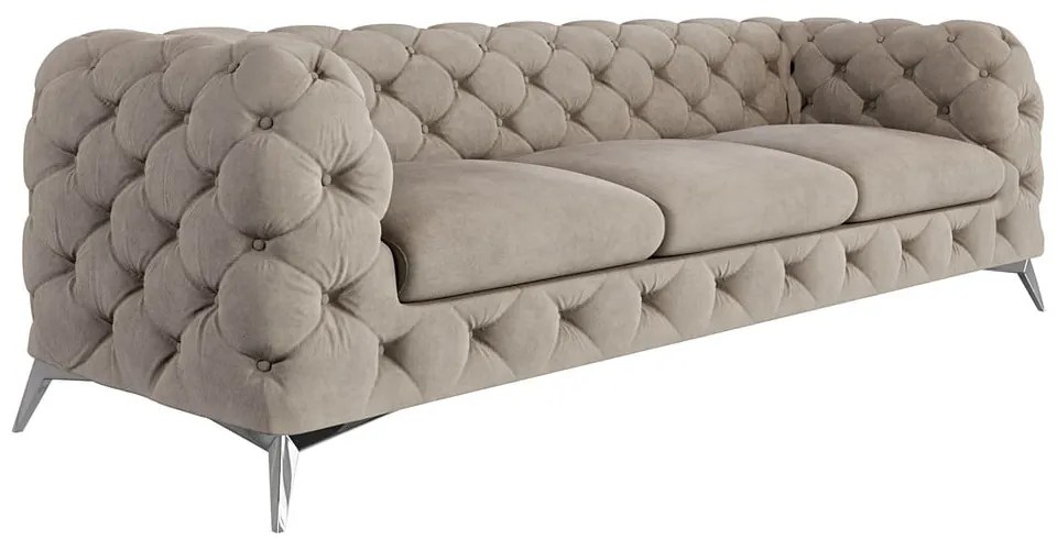 Szarobeżowa aksamitna sofa 243 cm Chelsea – Ropez