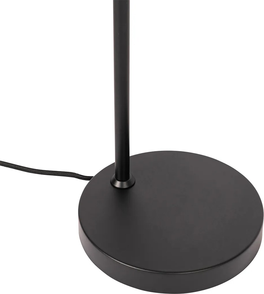 Designerska lampa stołowa czarna z mosiądzem i bursztynowym szkłem - Zuzanna