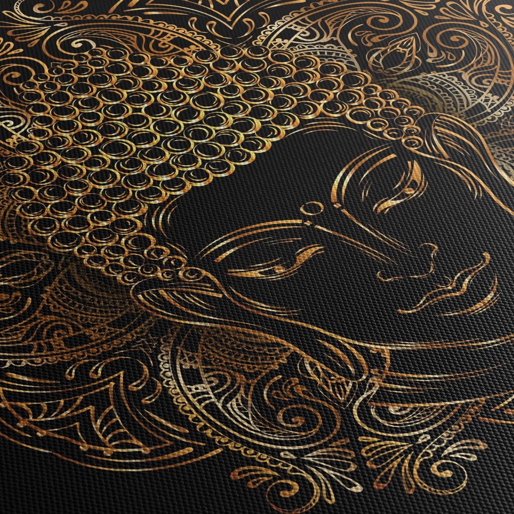 Obraz złotego Buddy (z zegarem) (90x30 cm)